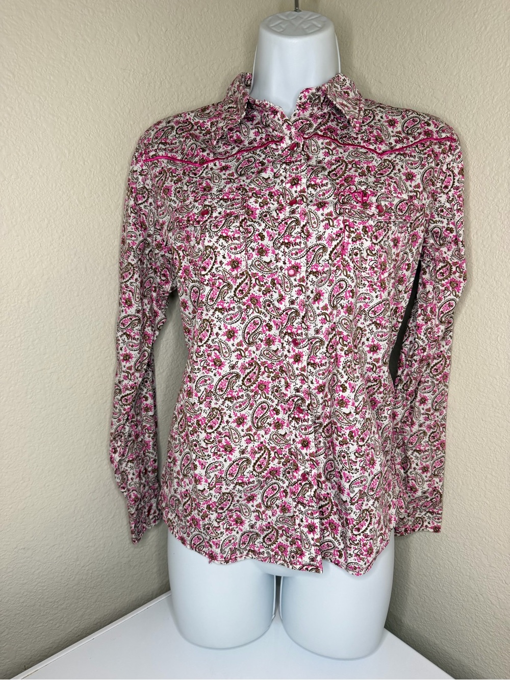 Cowgirl Hardware Girls XL 14/16 Pink Paisley Western Snap Shirt Rodeo